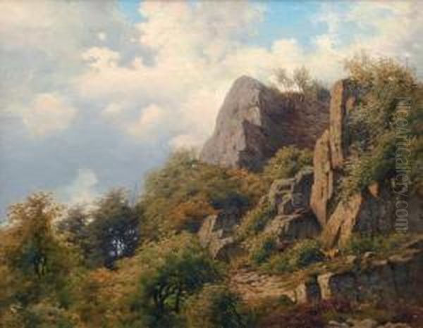 Bewaldete Felslandschaft Oil Painting by Carl Frederick Bartsch