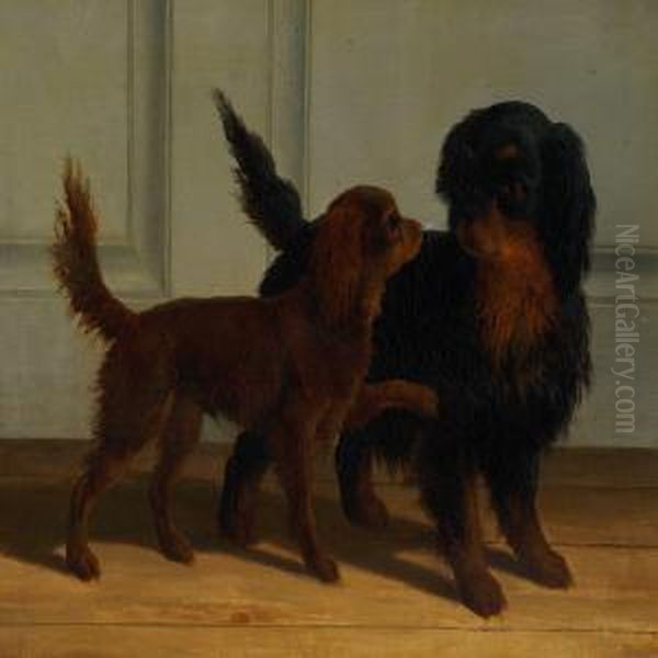 Two Dogs Oil Painting by Carl Frederick Bartsch