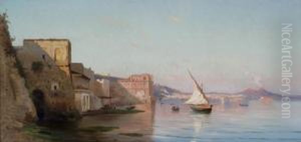 View Of Naples Bay Oil Painting by Pietro Barucci