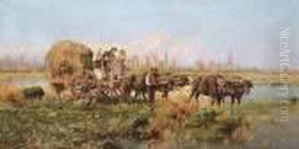 Tilling The Fields Oil Painting by Pietro Barucci