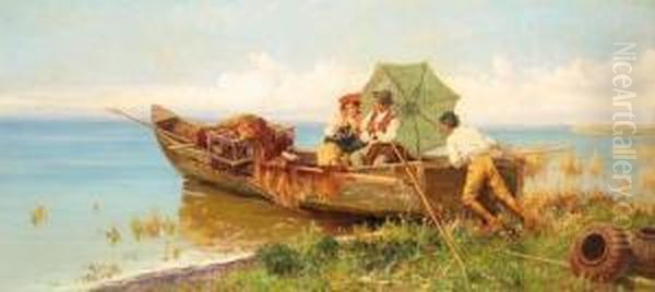 On The Way To Market By Boat Oil Painting by Pietro Barucci