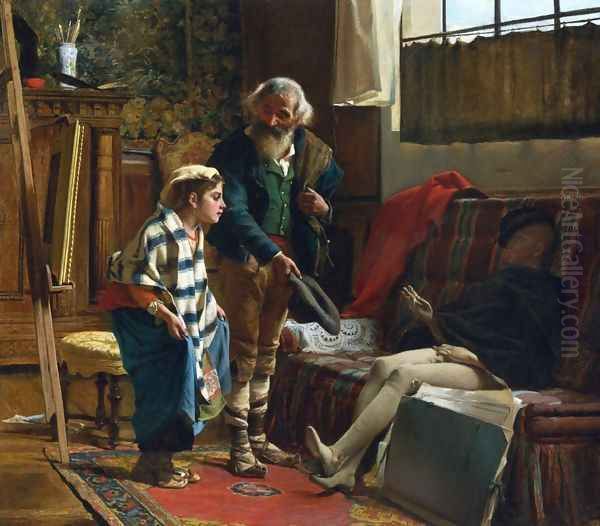 The Artist's Studio Oil Painting by Luigi Bechi