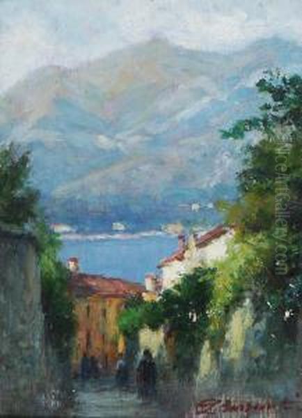 Bellagio, Prime Luci Oil Painting by Licinio Barzanti