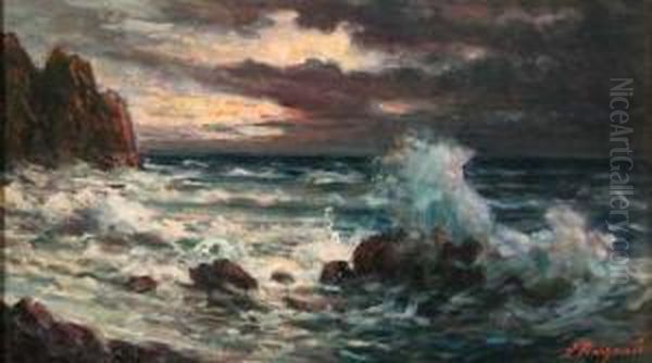 Marina Al Tramonto Oil Painting by Licinio Barzanti