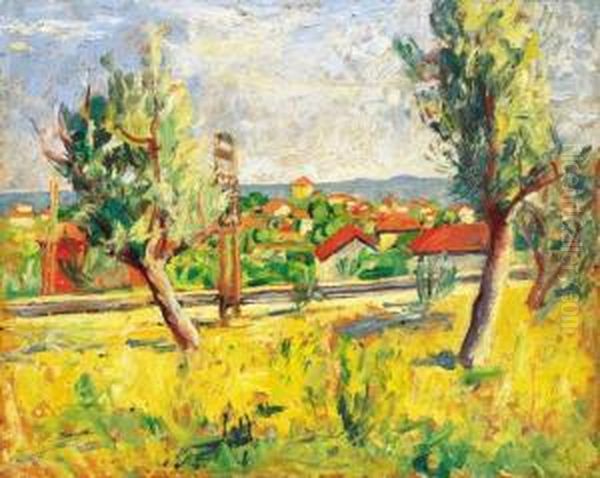 Landscape In Southern France Oil Painting by Andor Basch