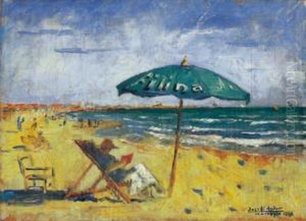 Italian Seashore (viareggio) Oil Painting by Andor Basch