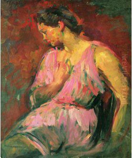 Femme Pensive Oil Painting by Andor Basch