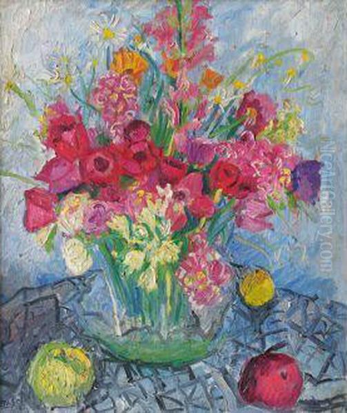 Nature Morte Au Bouquet De Fleurs Et Fruits(1931) Oil Painting by Andor Basch