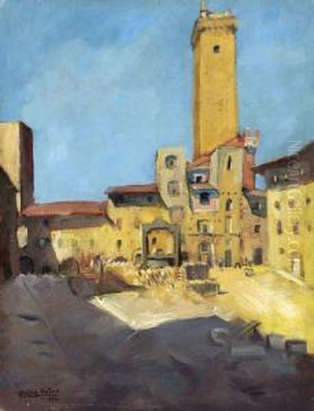 San Gimignano Fotere Oil Painting by Andor Basch