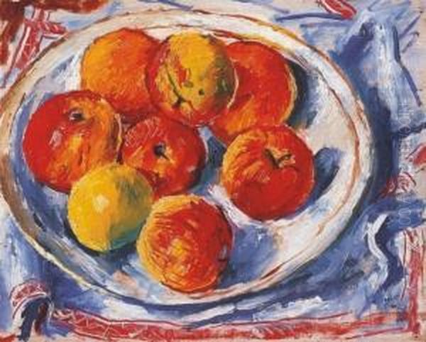 Still Life With Apples Oil Painting by Andor Basch