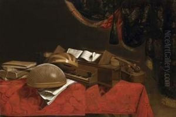 A Still Life With Musical Instruments Oil Painting by Evaristo Baschenis