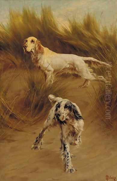 Setters in the dunes Oil Painting by Thomas Blinks