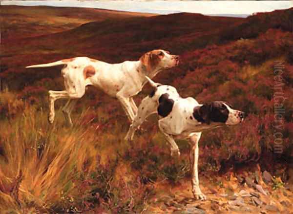 Two Pointers on the Moors Oil Painting by Thomas Blinks