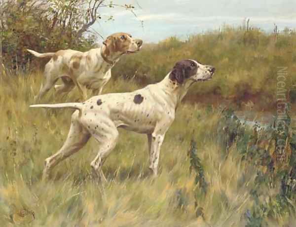 Pointers on the scent Oil Painting by Thomas Blinks