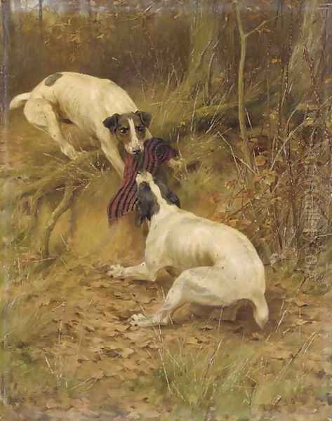 Terriers fighting Oil Painting by Thomas Blinks