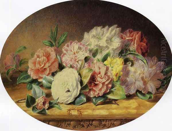 Spring Flowers on a Ledge Oil Painting by Valentine Bartholomew