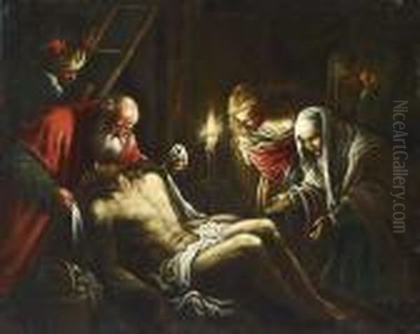 La Deposition Du Christ Oil Painting by Jacopo Bassano (Jacopo da Ponte)