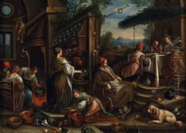 Le Christ Chez Marthe Oil Painting by Jacopo Bassano (Jacopo da Ponte)