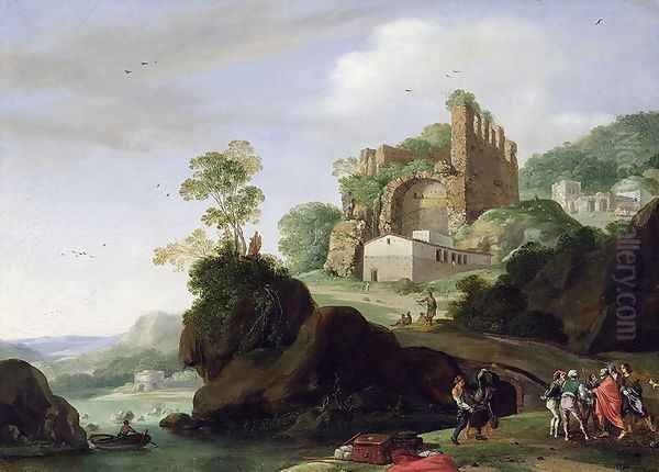 St. Peter and St. John in a Landscape with Ruins, c.1625 Oil Painting by Bartholomeus Breenbergh