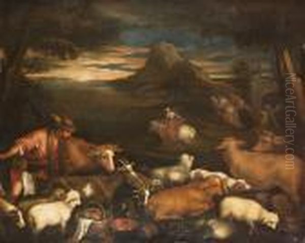 The Rape Of Europa Oil Painting by Jacopo Bassano (Jacopo da Ponte)