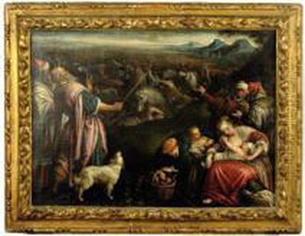 The Crossing Of The Red Sea Oil Painting by Jacopo Bassano (Jacopo da Ponte)