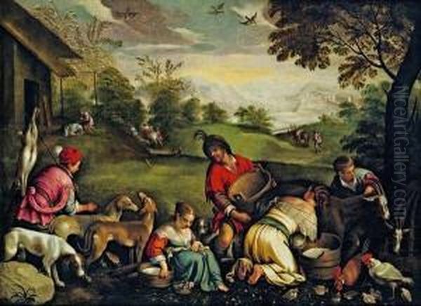 Fruhling (vertreibung Aus Dem Paradies) Oil Painting by Jacopo Bassano (Jacopo da Ponte)