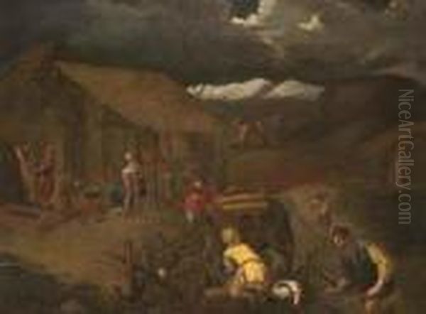 Scena Di Notturno Agreste Oil Painting by Jacopo Bassano (Jacopo da Ponte)