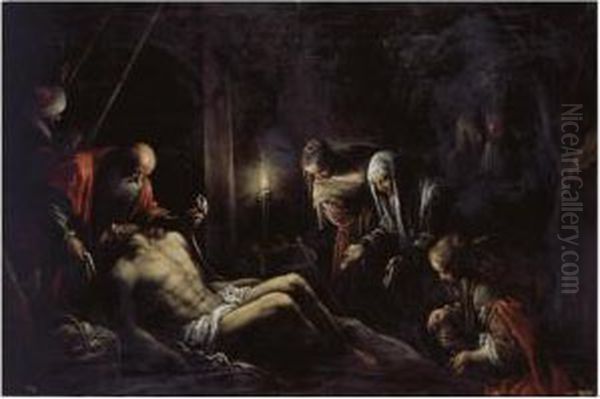 The Lamentation Over The Dead Christ Oil Painting by Jacopo Bassano (Jacopo da Ponte)