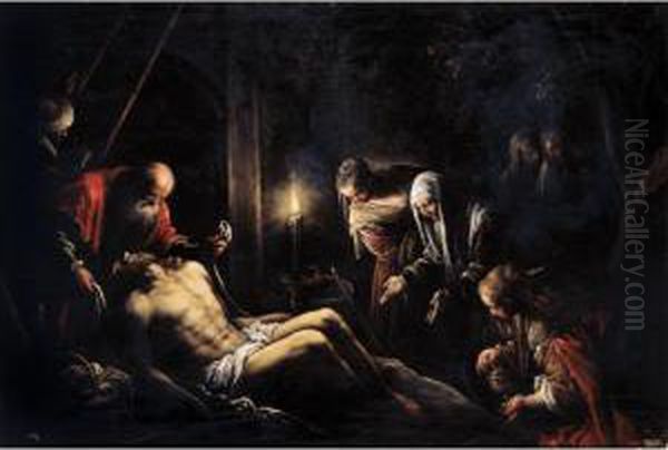 The Lamentation Over The Dead Christ Oil Painting by Jacopo Bassano (Jacopo da Ponte)