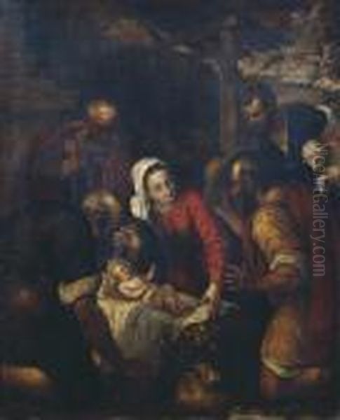 Adorazione Dei Pastori Oil Painting by Jacopo Bassano (Jacopo da Ponte)