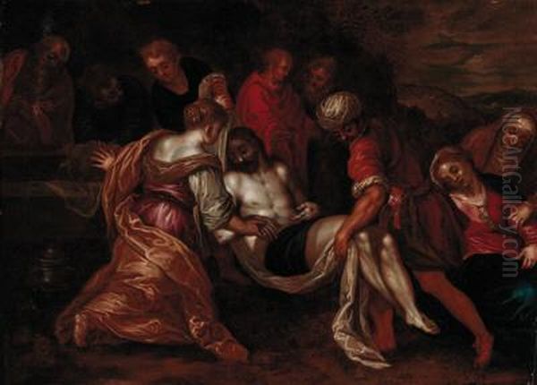 The Entombment Oil Painting by Jacopo Bassano (Jacopo da Ponte)