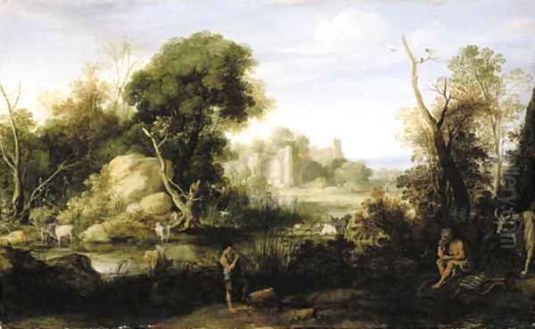 A classical landscape with Mercury and Argos Oil Painting by Bartholomeus Breenbergh