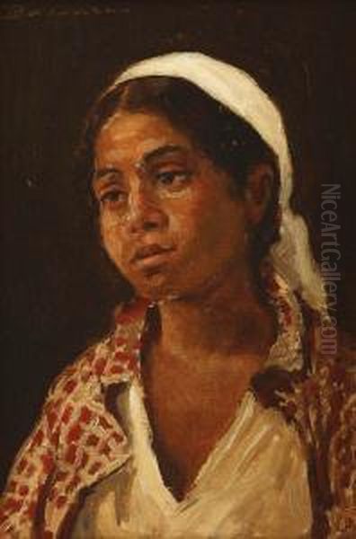 Portrait Of A Gipsy Girl Oil Painting by Ludovic Bassarab