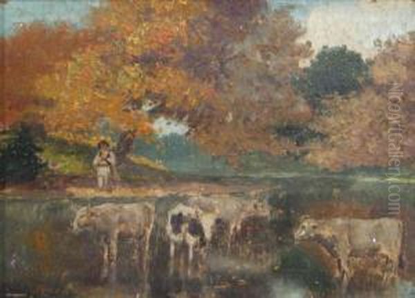 Watering The Cattle Oil Painting by Ludovic Bassarab