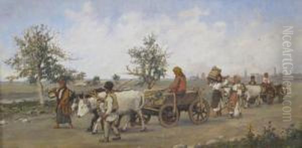 Coming Back From The Fair Oil Painting by Ludovic Bassarab