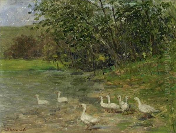 Geese Oil Painting by Ludovic Bassarab