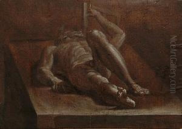 A Reclining Male Nude Oil Painting by Marcantonio Bassetti