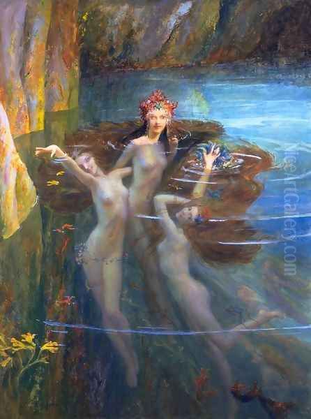 The Nereides Oil Painting by Gaston Bussiere