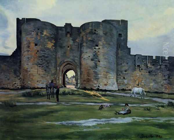 Queens Gate at Aigues-Mortes Oil Painting by Jean Frederic Bazille