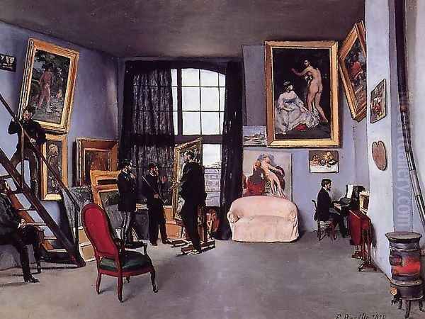 The Studio on the Rue La Condamine Oil Painting by Jean Frederic Bazille