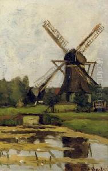 The Windmill 'de Wachter', Tienhoven Oil Painting by Nicolaas Bastert