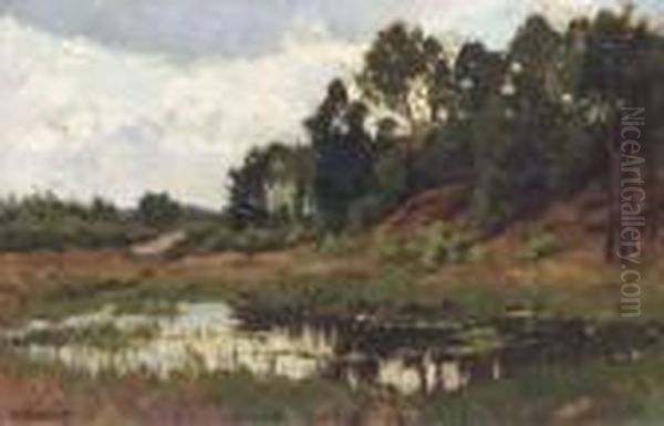 Ven: A Lake In A Wooded Landscape Oil Painting by Nicolaas Bastert