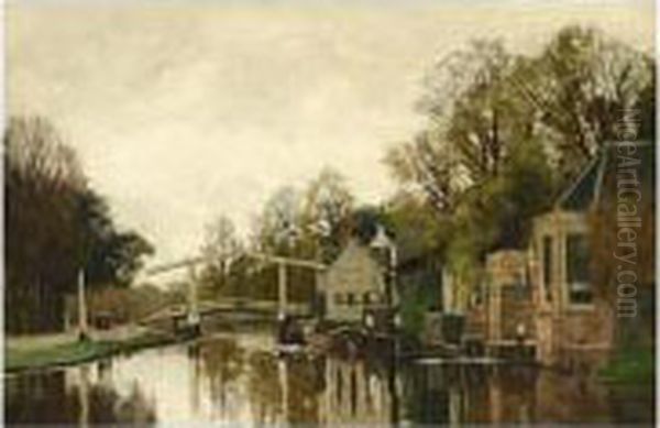 A View Of The River Vecht Near Breukelen Oil Painting by Nicolaas Bastert