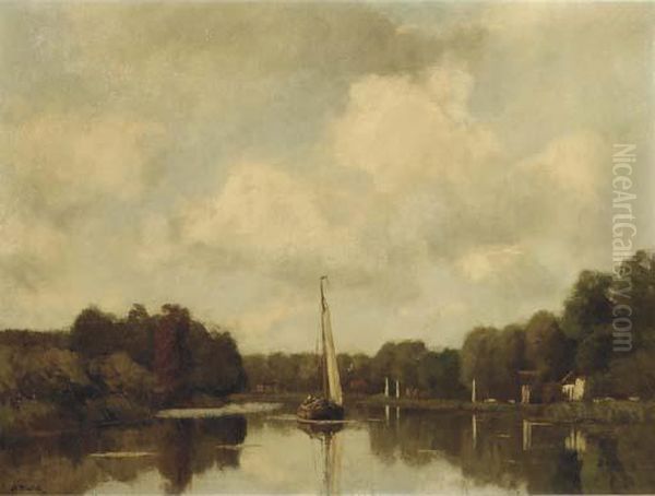 Sailing On The Vecht Oil Painting by Nicolaas Bastert