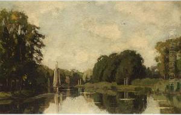 A View Of The River Vecht Oil Painting by Nicolaas Bastert