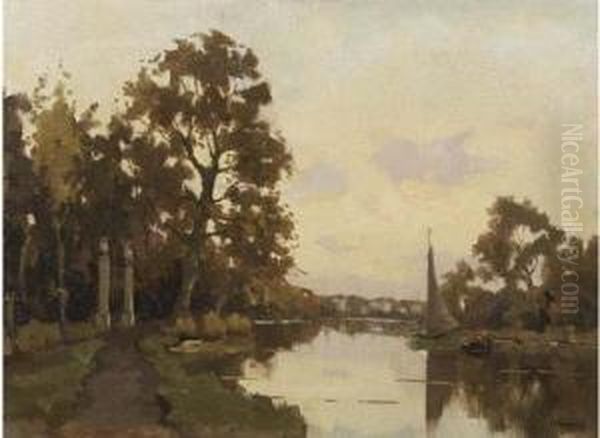 View From Nieuwersluis On Weerestein Oil Painting by Nicolaas Bastert