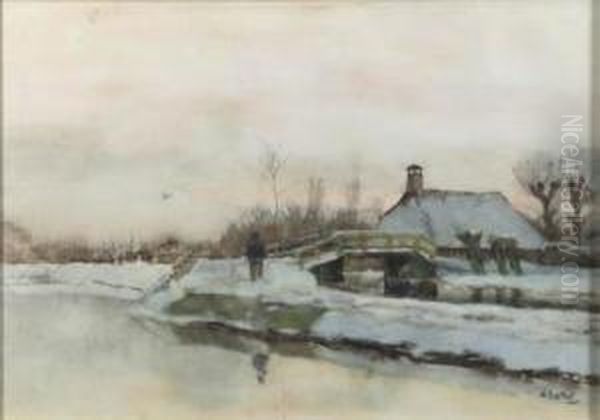 Winter Oil Painting by Nicolaas Bastert