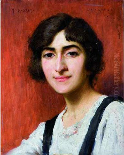 Portrait De Louise Morel. 3 Mars 1916 Oil Painting by Jean, Dit Tancrede Bastet