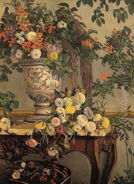 Flowers Oil Painting by Jean Frederic Bazille