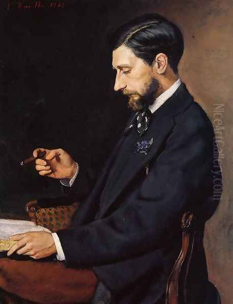 Portrait of Edmond Maitre Oil Painting by Jean Frederic Bazille